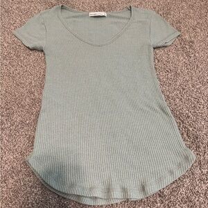 American Eagle Outfitters Light Green Ribbed Tee